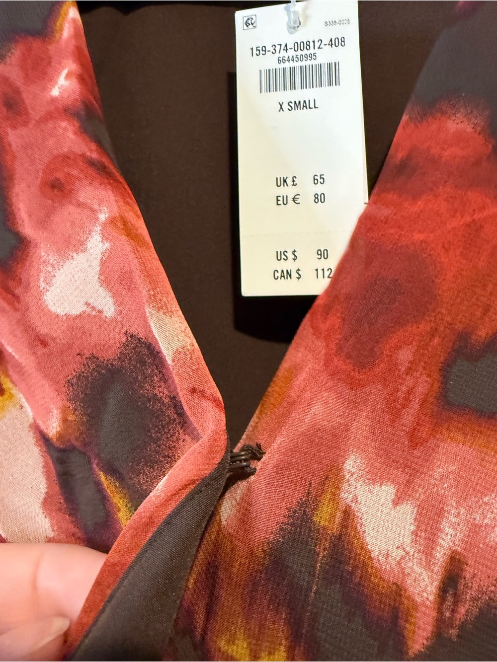 Abercrombie and Fitch Long-Sleeve Plunge Wrap Mini Dress Brown Floral NEW - Picture 14 of 15
